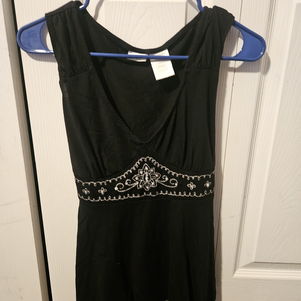 No Boundaries Black Dress with White Embroidery